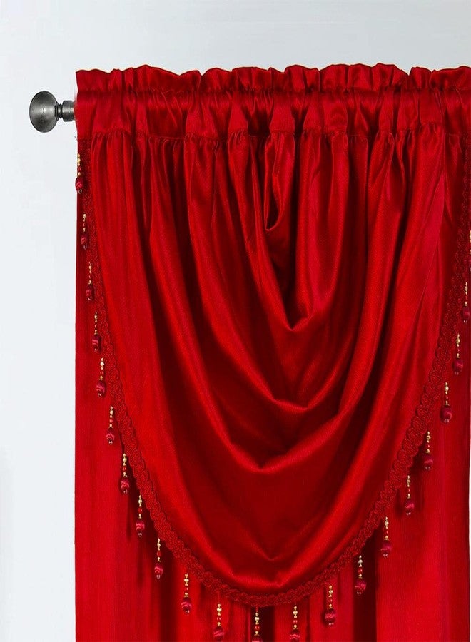 GLORY RUGS Window Panel with Attached Valance Curtain Bedroom Living Room Dining 42"X84" Red - Image 2